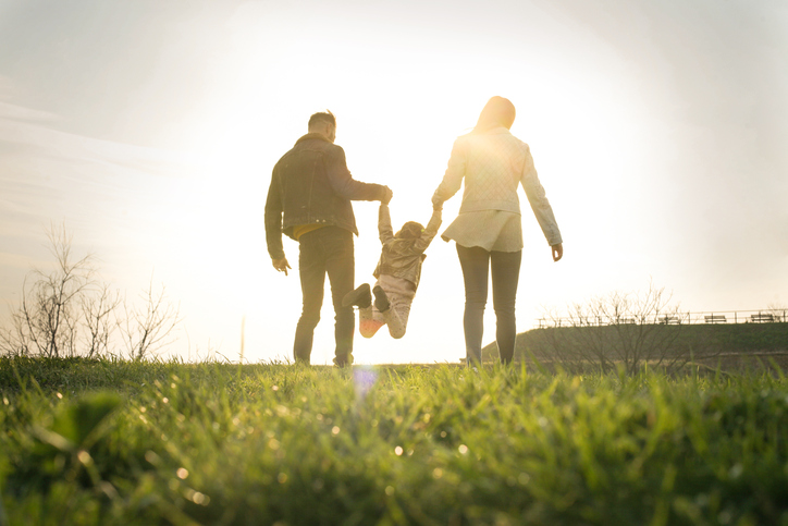 Family in field