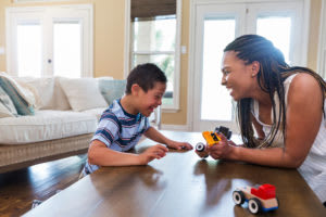 Child playing with parent