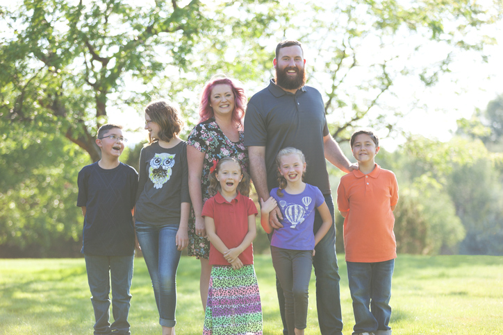 family outdoors in summer