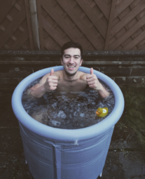 Eddy Maywand in an ice bath