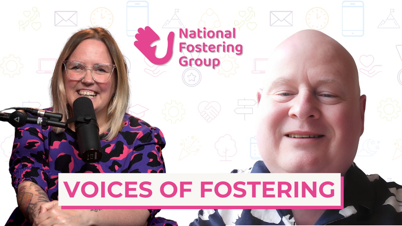 Voices of Fostering Podcast Thumbnail - foster carers and host.