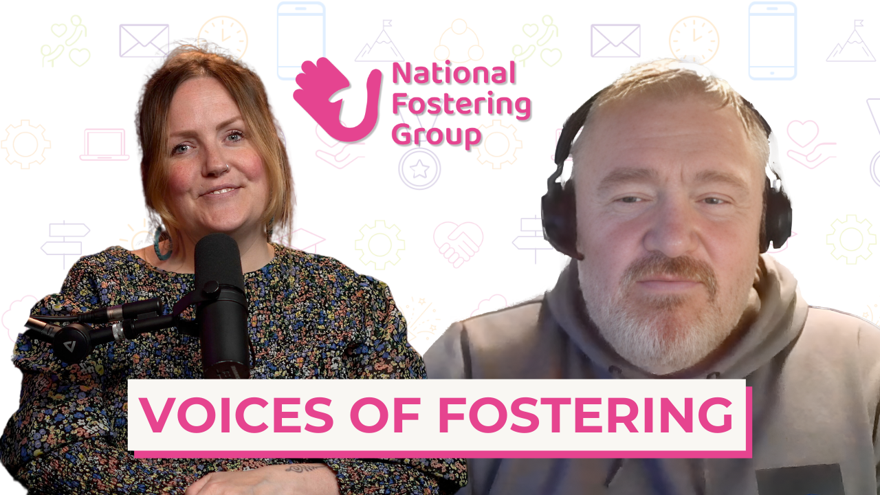 Voices of Fostering Podcast Thumbnail - foster carers and host.
