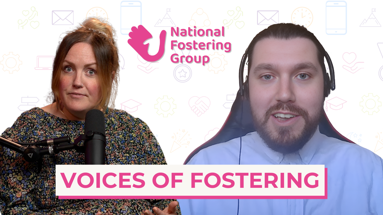 Voices of Fostering Podcast Thumbnail - foster carers and host.