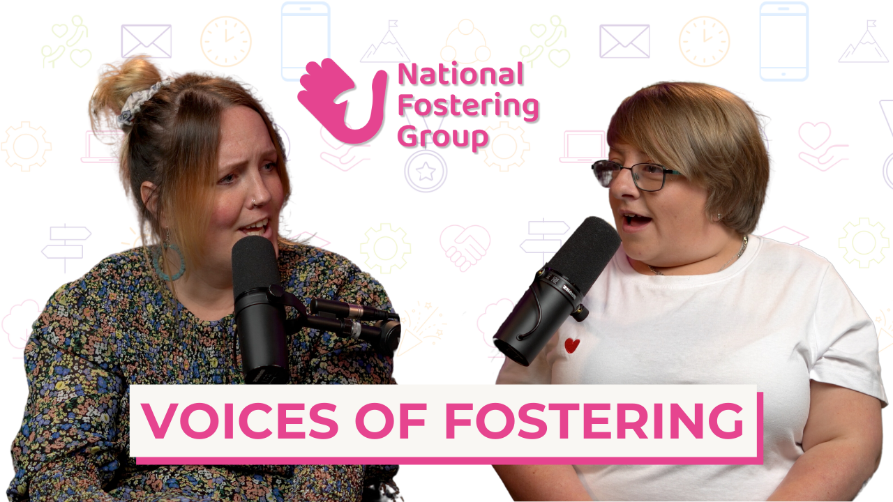 Voices of Fostering Podcast Thumbnail - foster carers and host.